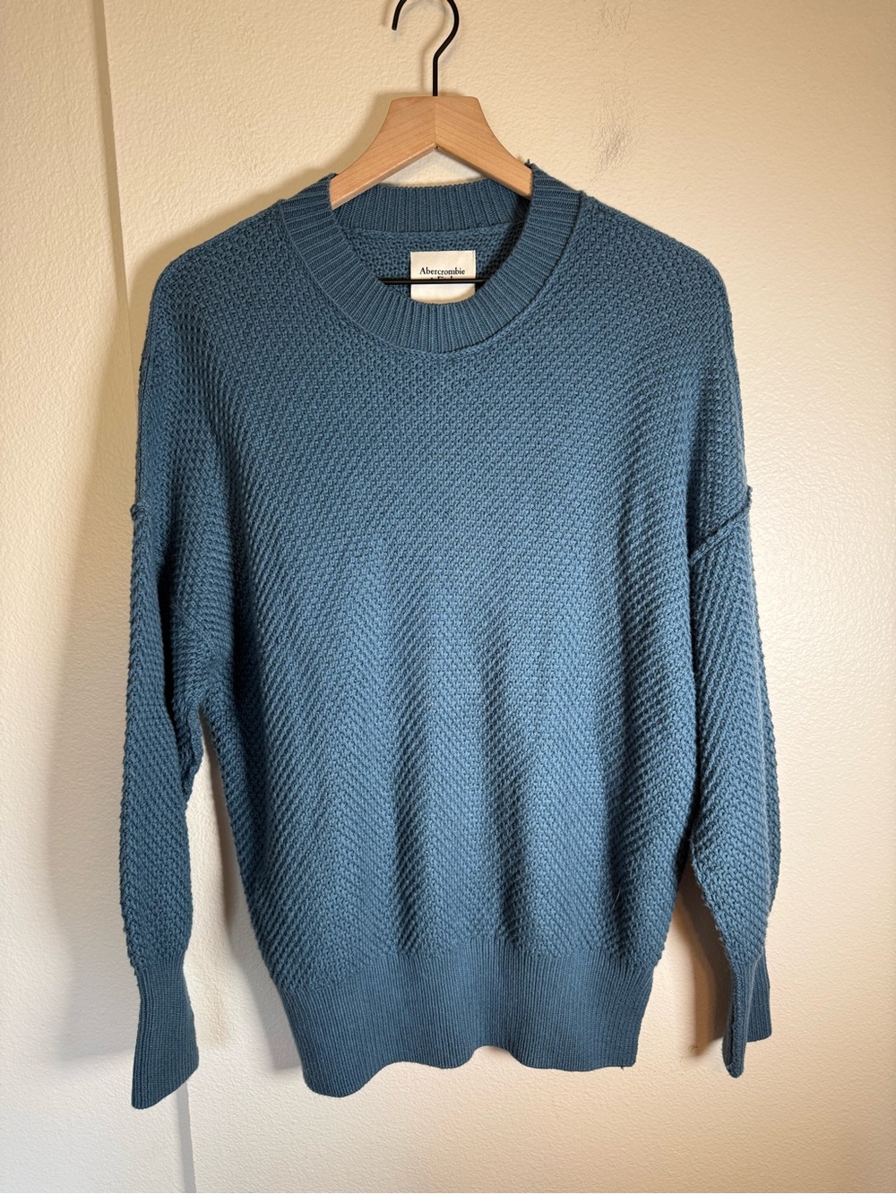 ABERCROMBIE & FITCH  Men’s Chunky Knit  Preppy Autumn  Blue Crewneck Sweater S